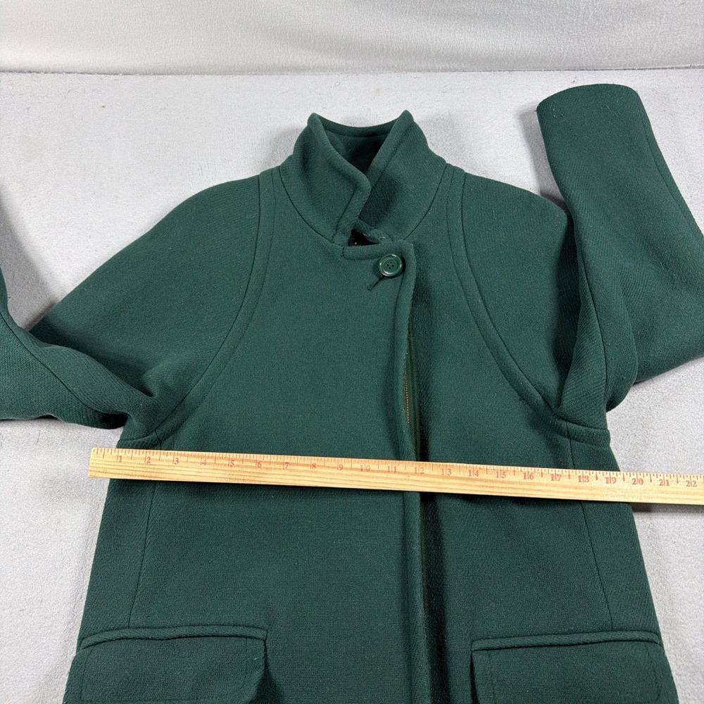 J Crew Stadium Cloth Coat Women 2 Nello Gori Wool Zip Hunter Green Quiet Luxury - Picture 6 of 10